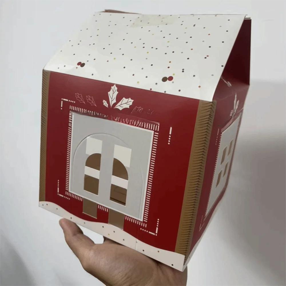 3D Pop-Up Рождественская сказочная хижина Подарочная коробка Бумажная многоцелевая коробка для угощений Упаковочная коробка для печенья и конфет