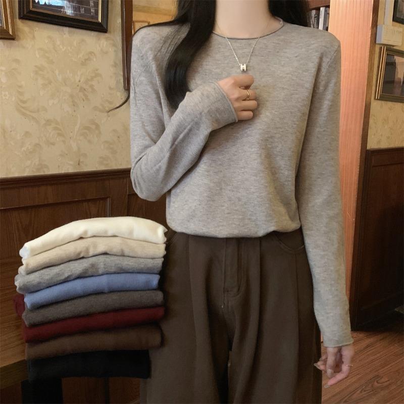 Модный вязаный свитер с кудряшками женский осенне-зимний простой внутренний топ мягкий восковой свитер базовая рубашка переднее плечо универсальный длинный рукав