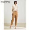 Sweet Basil Women's Straight Tapered Cropped Casual Pants