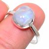 Natural Rainbow Moonstone Gemstone 925 Sterling Silver Jewelry Ring Size 10 E6m56