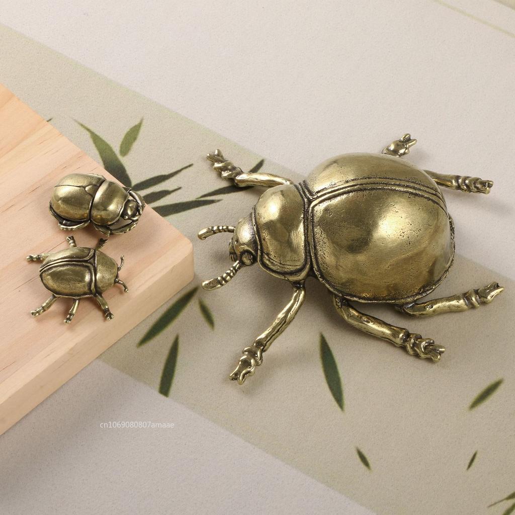 Solid Brass Beetle Ladybug Figurines Miniatures Tea Pet Funny Insect Crafts Collection Desktop BIG Ornaments Home Decorations