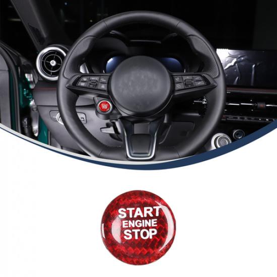 Red Carbon Fiber Engine Start/Stop Button Trim Ring For Alfa Romeo Tonale 22-24
