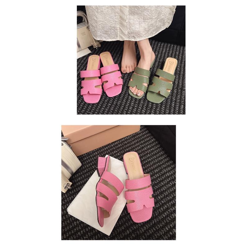 Французские сандалии на толстом каблуке, женские летние верхние туфли, модные туфли на среднем каблуке, большого размера, одно слово, перетаскивание