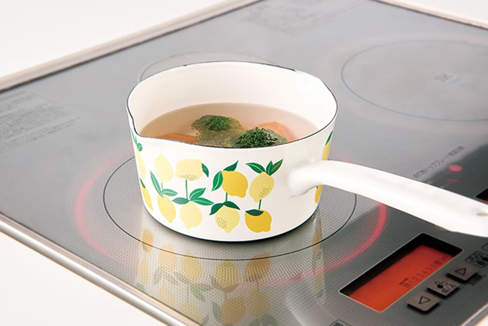Tamahashi Enameled Milk Design Gas and Induction Compatible Plune. Pan, 15cm, "Lemon" [YJM-108],