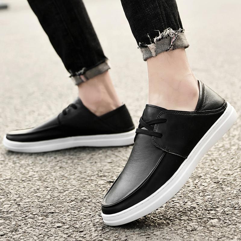 Genuine Leather Men Casual shoes lace up Comfortable Lightweigh Footwear Breathable Slip on Male Leather Shoes Zapatos Hombre