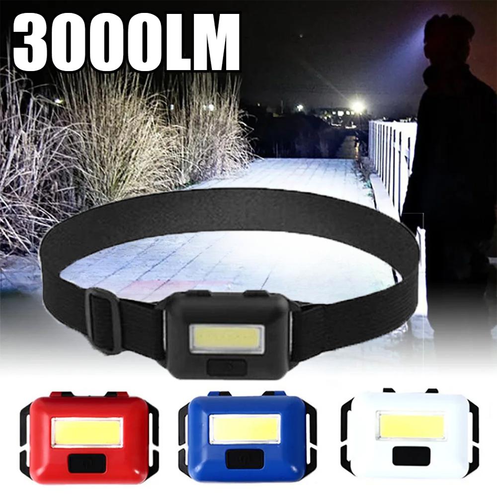3000лм Мини COB Фара Портативный светодиодный налобный фонарь Водонепроницаемый головной фонарь с 3 режимами освещения Открытый кемпинговый походный головной фонарь