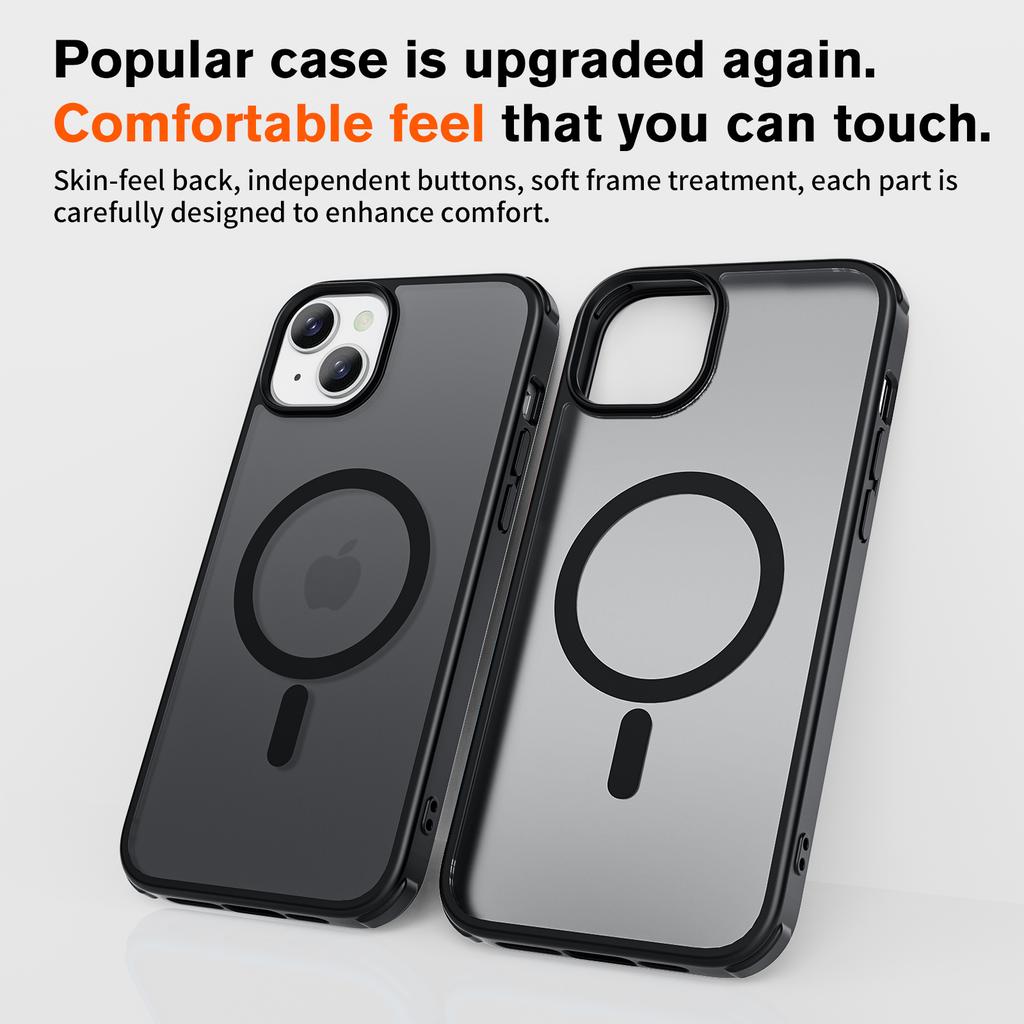 For iPhone 15 Plus Case Compatible with MagSafe TPU+PC Skin-Touch Phone Cover