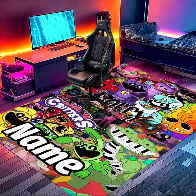 Custom Name Personalized Poppy Playtime Print Carpet, Versatile Home Decor Rug, for Playroom, Apartment, Balcony, Entryway, Hallway Gift