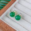 Ювелирные изделия Chalcedony Emperor Green Clavicle Chain Silver Needle Earrings High Luxury Women