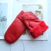 Children's Sheepskin Fur Mittens Colored Leather Gloves Thick Boys and Girls' Outdoor Wind Cold Waterproof Winter Warmth