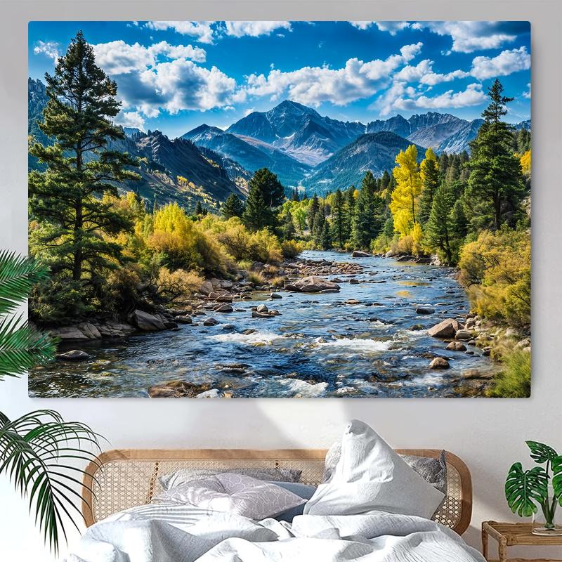 VIKAMA Forest Clouds Water Tapestry Wall Hanging Art Decor for Bedroom Living Room Office