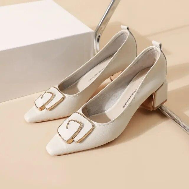 Новые элитные женские модные туфли-лодочки из натуральной кожи, повседневная обувь на высоком каблуке, красивые модельные туфли Eladies