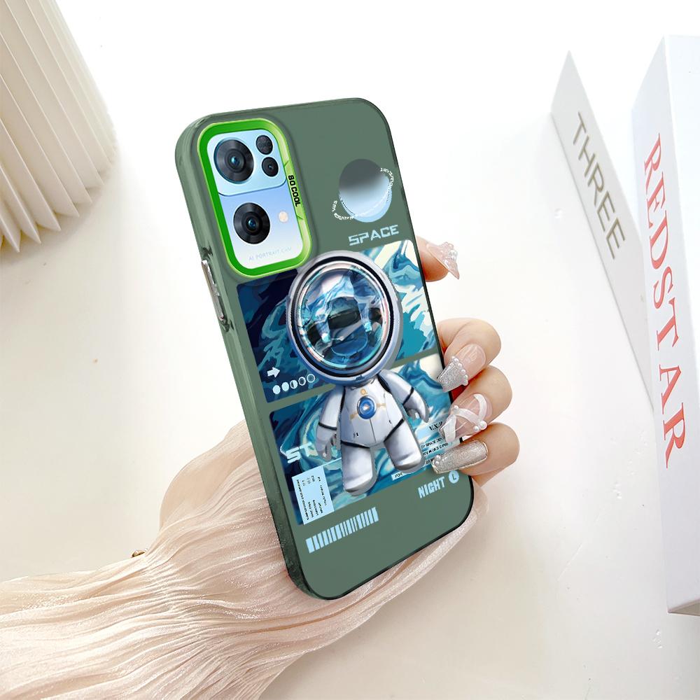 Окрашенный узор, цветной серебристый, двухсторонний, жесткий, противоударный чехол для телефона с защитой от падений для OnePlus OPPO Reno Realme