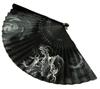 23cm Cotton Folding Fan with Japanese Cloud Dragon Dragon God Cotton and Linen Folding Fan Bag 1299c Men's High-Quality Pattern, Black, Openwork,