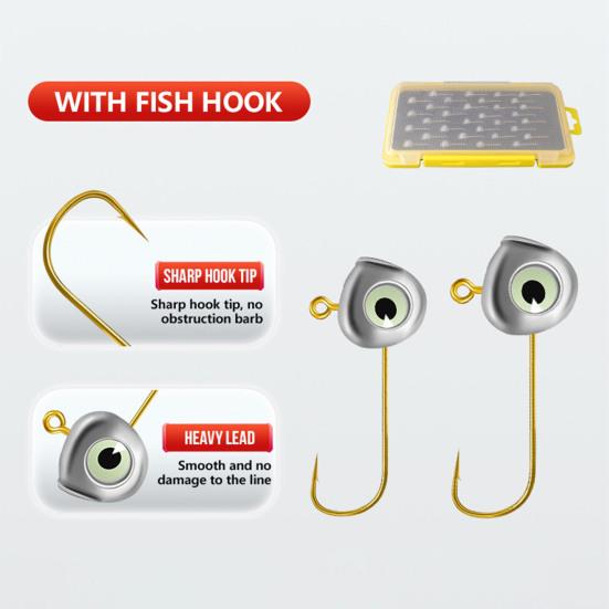 32/88Pcs/Set Soft Fishing Lure Round Head Hook Colorful Fork Curly Needle Paddle Tail