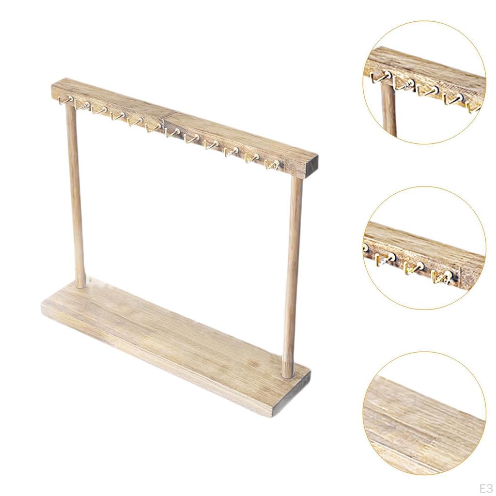 Decorative Wooden Jewelry Organizer, Simple Tabletop Necklace Holder, Stand for Girls And