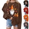 Women's Casual Fashion Halloween Print Long Sleeve O-Neck Sweatshirts Pullover Top