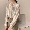 Autumn White Long-sleeved Shirt Women's High-end Chiffon Shirt Spring and Autumn New Shirt Bow Professional Temperament Shirt