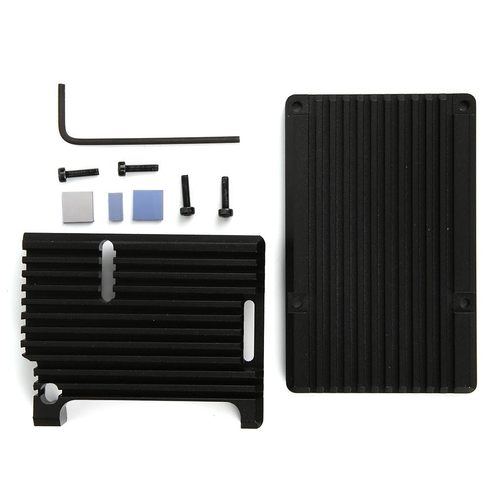 Black Aluminum Alloy Case Ultra Thin Design Fit for Raspberry Pi 4 Model B B Heat Dissipation