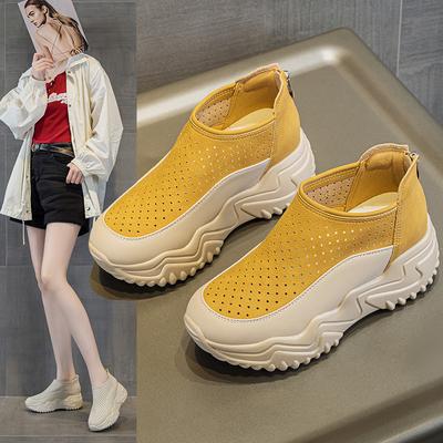 2025 новые повседневные модные дышащие нескользящие туфли на толстой подошве с увеличением высоты, с задней молнией, универсальные осенние сандалии, женский тренд