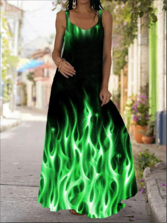 Платье без бретелек с принтом тай-дай 3D в стиле бохо с открытыми плечами 2025 года