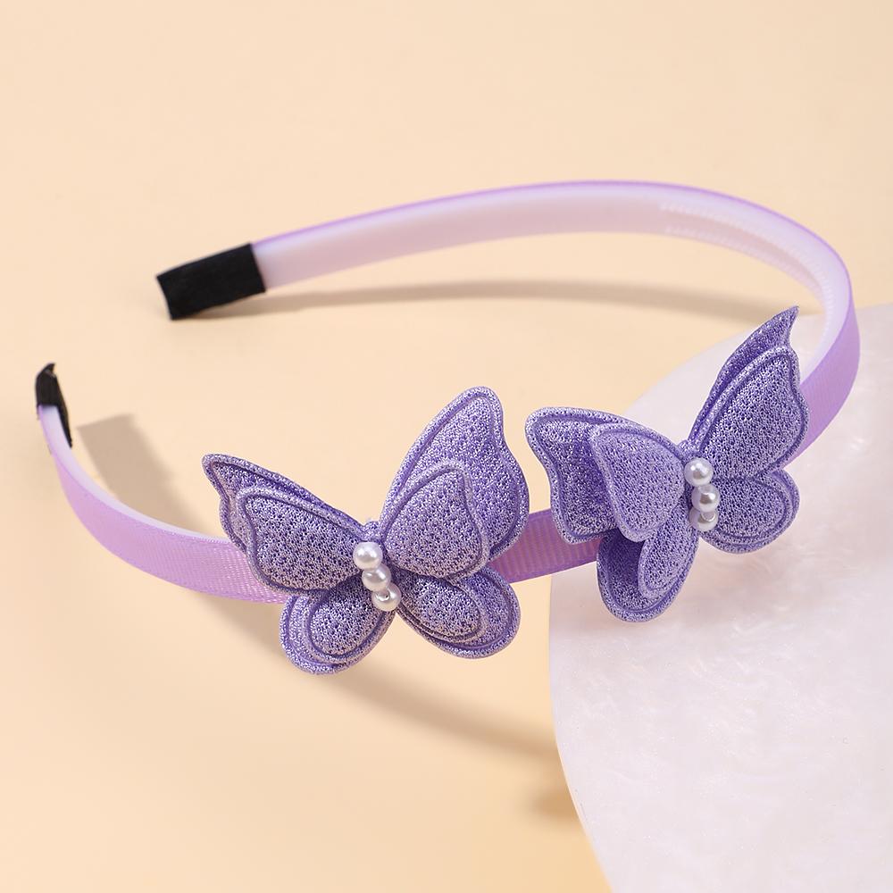 1PC Exquisite Butterfly Hairband Simulated Pearl Children's Hair Hoop Daily Hair Binding Lovely Girl Accessories Gift