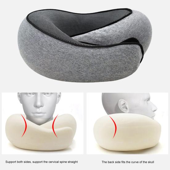 Подушка для шеи из пеноматериала с эффектом памяти, 360-градусная подушка для самолета с регулируемой застежкой