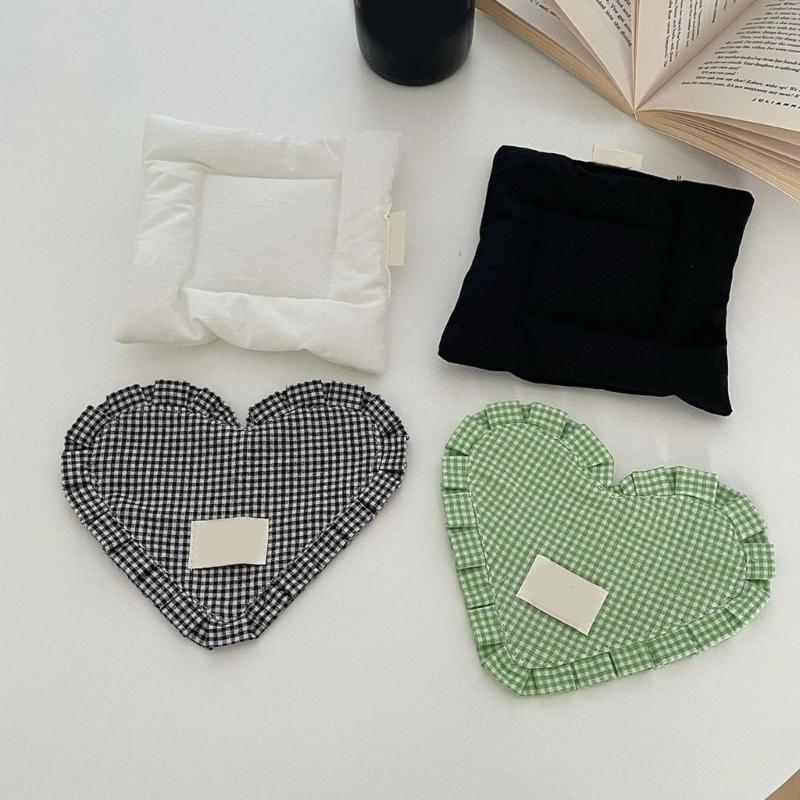 Meal Mat Heart Shape Checked Cotton Placemat Heat Insulation Pad For Family Living Room Meals Mat