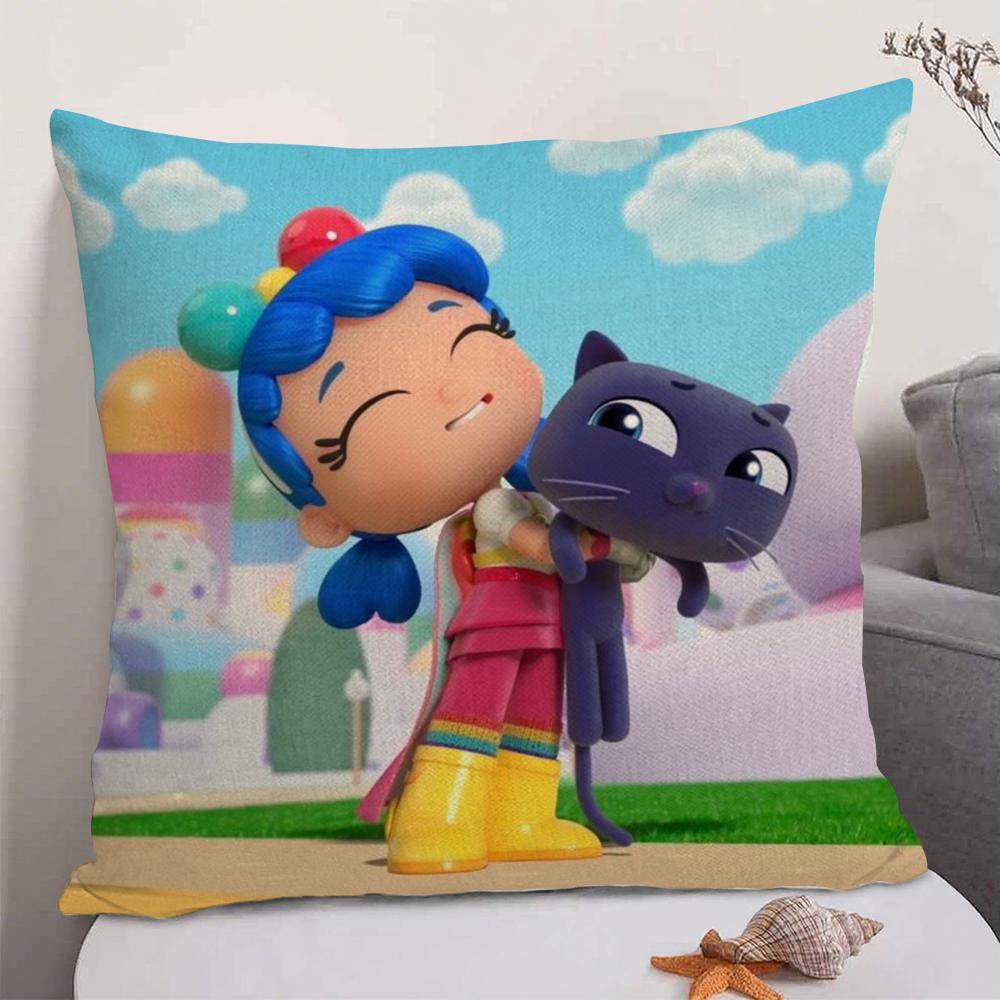 Cartoon TTrue Rainbow Kingdom Cushion Cover Natural Linen Organic Fabric DoubleSided Printing Sofa Home Decor Gift Pillow Case