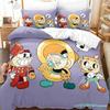2023 Kawaii Cuphead Mugman Bedding Set Single Twin Full Queen King Size Bed Set Adult Kid Bedroom Duvetcover Sets Anime Game Bed