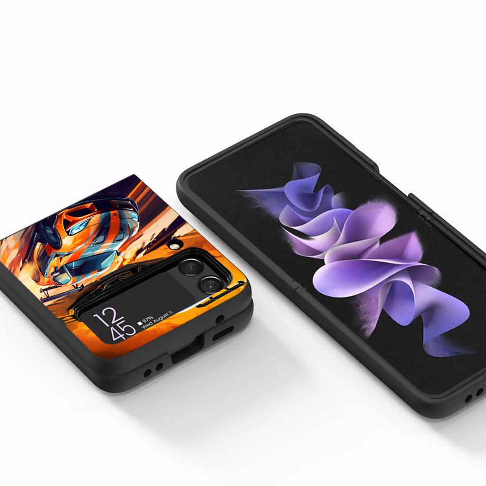 Крутой чехол-спортивный автомобиль для Samsung Galaxy Z Flip4 Flip3 5G Жесткий ПК-чехол для мобильного телефона Z Flip 4 3 Черный Coque Zflip4 Zflip3 Чехол