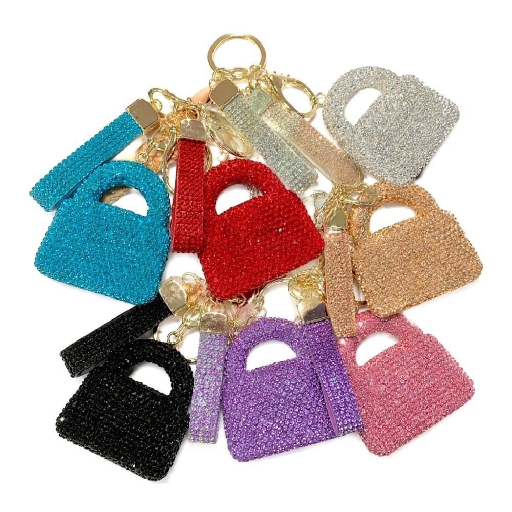 Luxury Rhinestone Mini Handbag Keychain Sparkling Car Key Ring Rhinestone Keychain Handbag Pendant