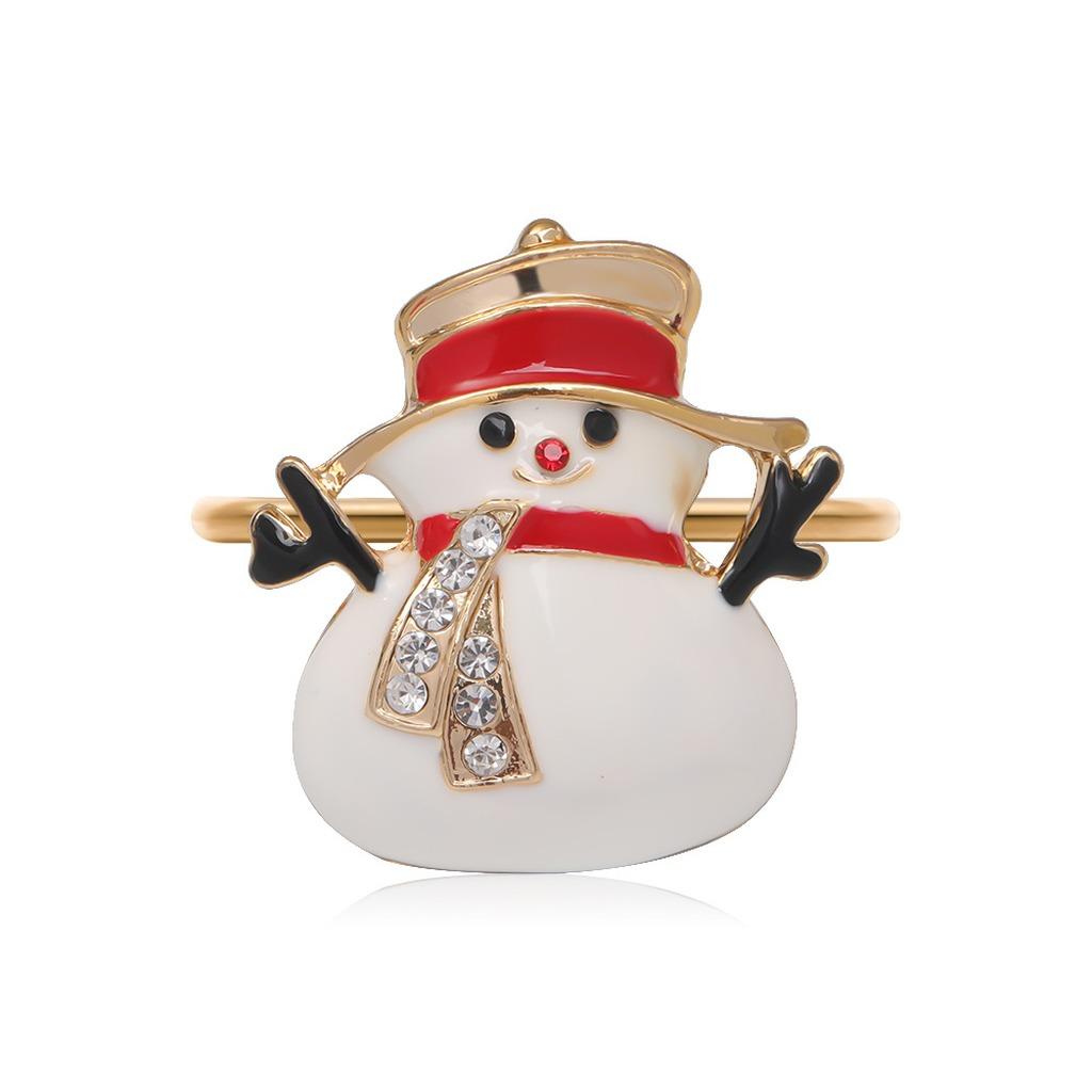 Rhinestone Napkin Holder Red Christmas Napkin Holder Metal Napkin Ring Electroplated For Hotel Table Setting Holiday Theme