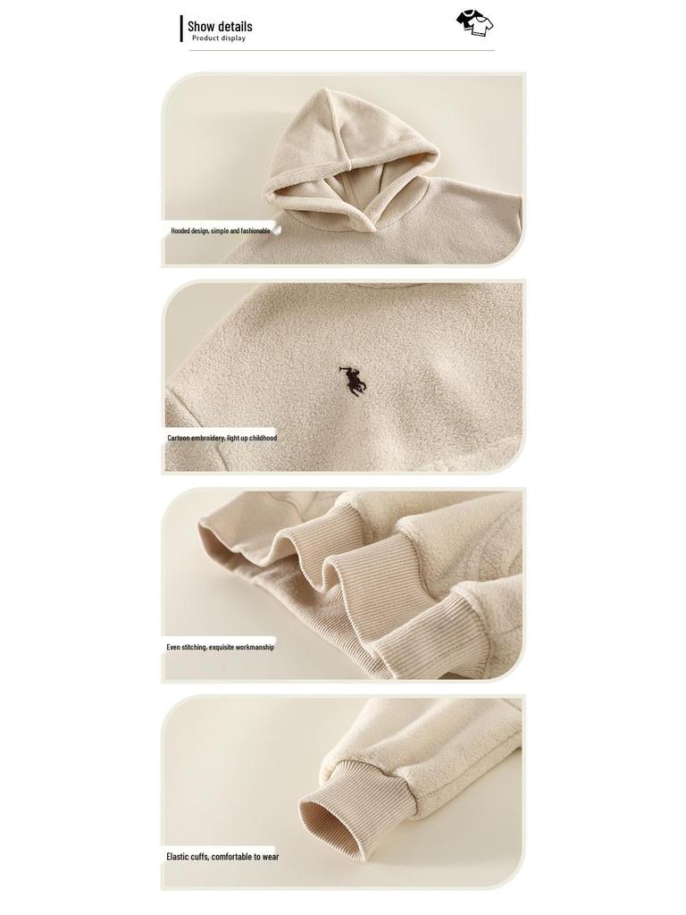 Детский флисовый комплект в корейском стиле Осень/Зима 2025: Удобный, приятный к коже свитшот и спортивные штаны для девочек и мальчиков.