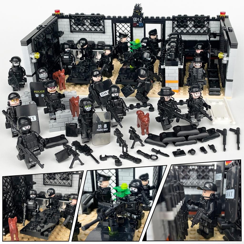 1602A Зал тренировок SWAT Маленькие строительные блоки Сборка Военная сцена Игрушка в пакете
