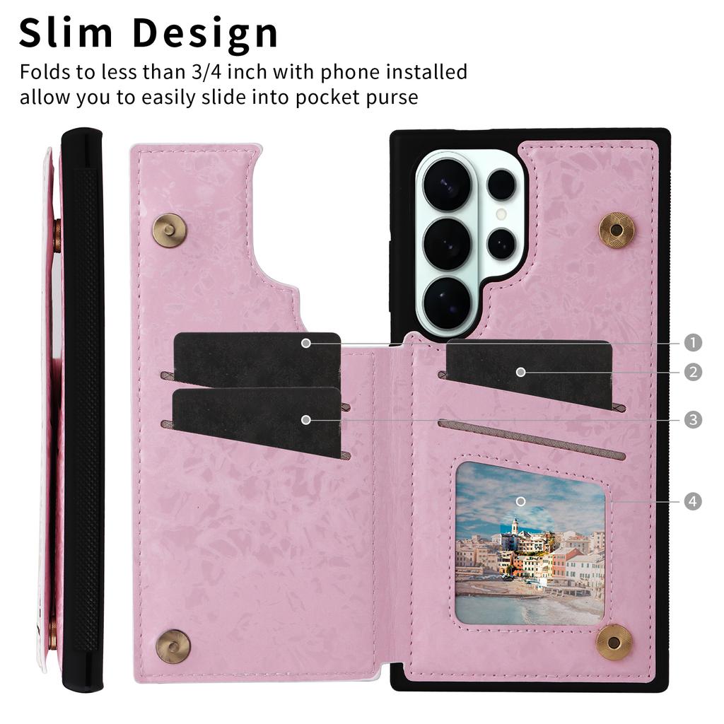 For Samsung Galaxy S26 Ultra Case Flower Leather TPU RFID Blocking Phone Cover Card Slots