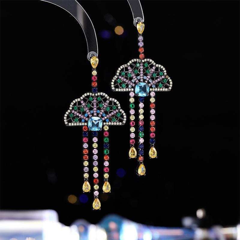 Роскошные серьги Court, атмосферные, тяжелые промышленные, циркониевые, ретро, длинные, с бахромой, серьги