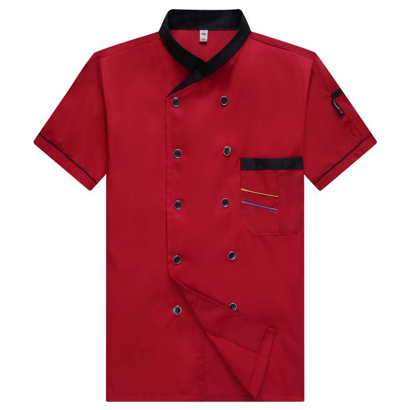 Куртка шеф-повара с коротким рукавом для мужчин и женщин, униформа для общественного питания, ресторана, кухонная рубашка для повара, одежда для пекаря, официанта