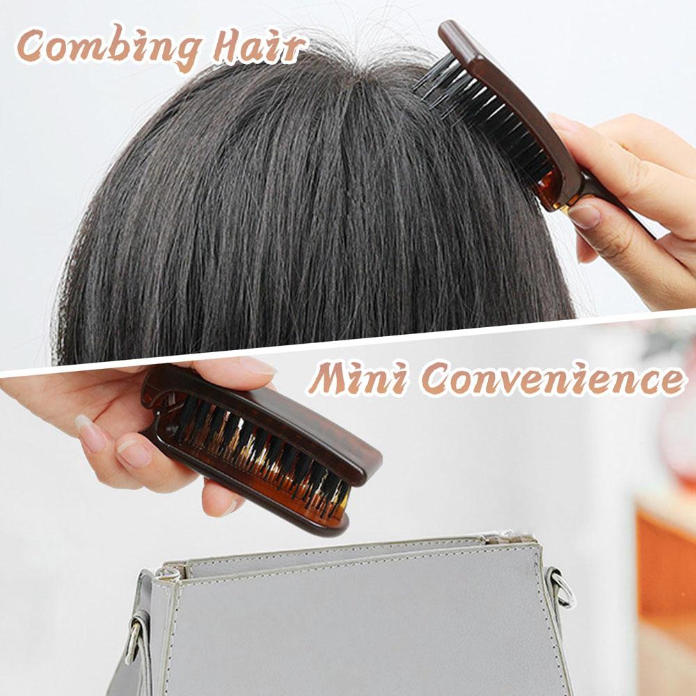 Складная щетка для волос Щетка с щетиной для блеска и разглаживания волос Распутывающая Дорожная Портативная