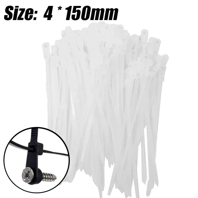 500/100PCS Nylon Cable Ties with Screw Hole Self Locking Loop Wraps Bundle Mountable Cables Zip Tie Wire Fixed Fastening Straps