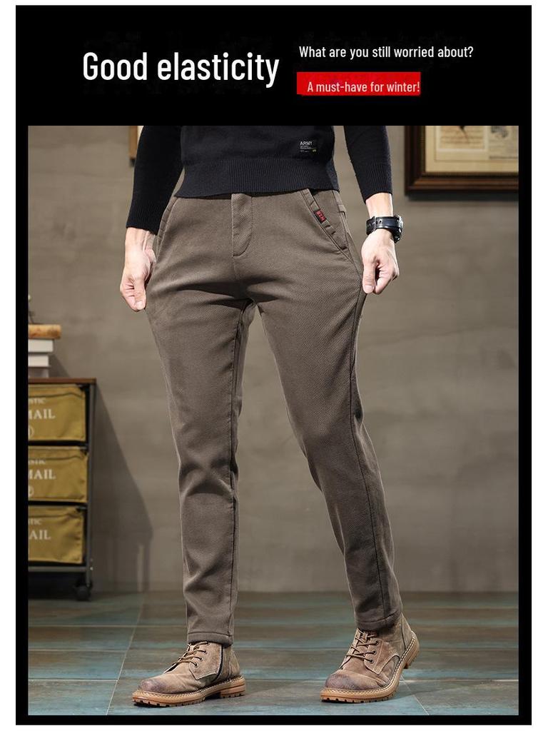 Мужские прямые узкие повседневные длинные брюки 2023 года с бархатом