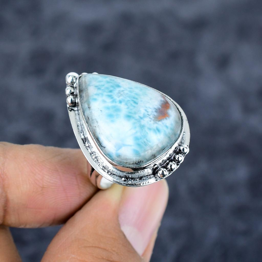 Republic Larimar Gemstone 925 Sterling Silver Jewelry Ring Size 8.5 M-2809