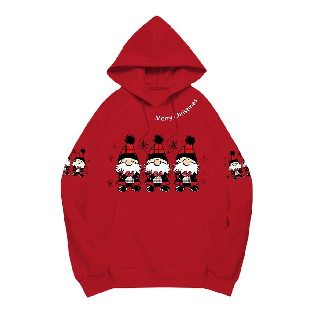 Женский модный повседневный худи с длинным рукавом и принтом для рождественской праздничной вечеринки