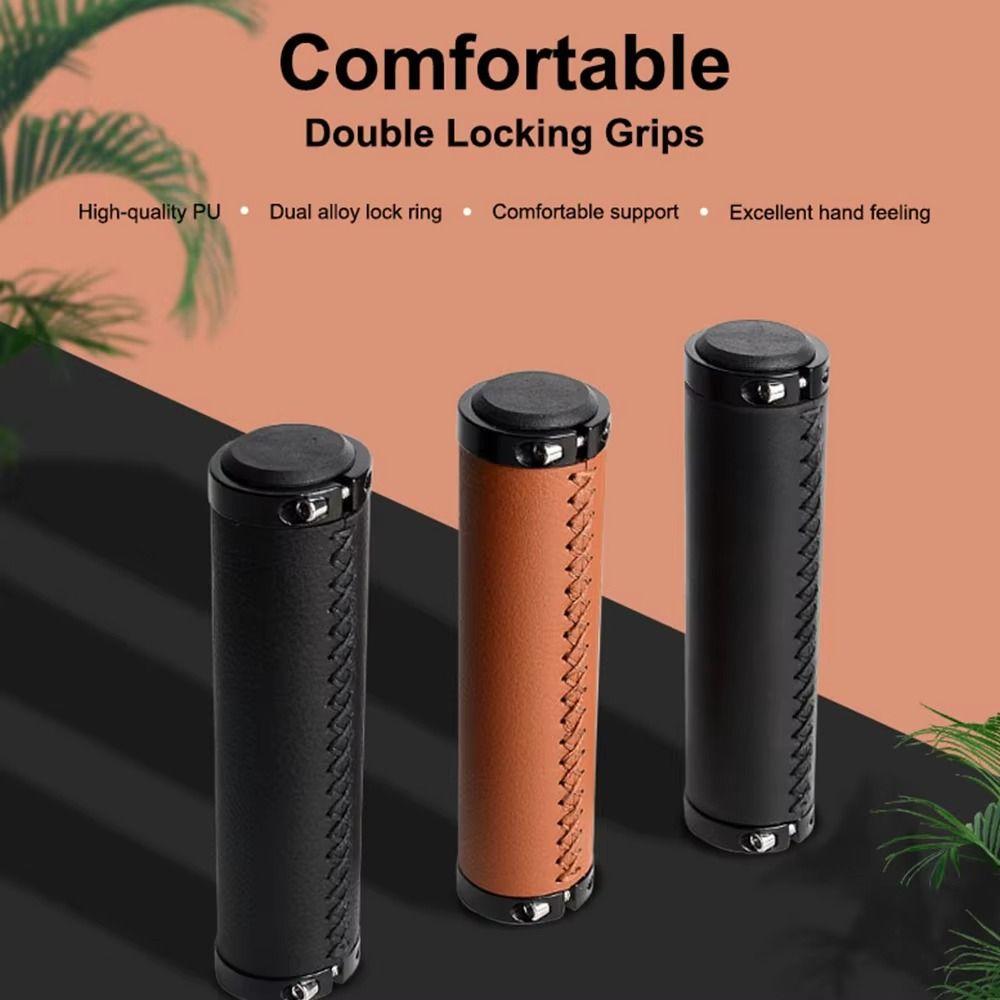 Easy to Install Bike Handlebar Grips Shock-absorbing Bike Cowhide Grip Bicycle Accessory