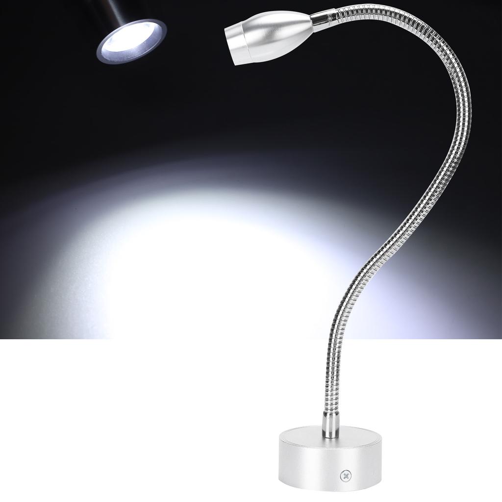 Aluminum Alloy LED Work Wall Light Flexible Gooseneck Table Wall Light (Wiring 110‑240V) Silver 6000K