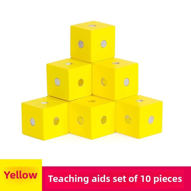Math Learning Magnetic Cube Toy Made Of Eco-friendly Wood For Classroom Use
