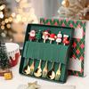 4Pcs Merry Christmas Table Decor Dessert Scoop Fruit Fork Spoon Set Stainless Steel Coffee Spoons Christmas Gift Feliz Navidad
