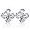 Four Leaf Clover Ear Stud Flower-Shaped Diamond Earrings Fashionable Temperament Micro Diamond Elegant Female Earrings