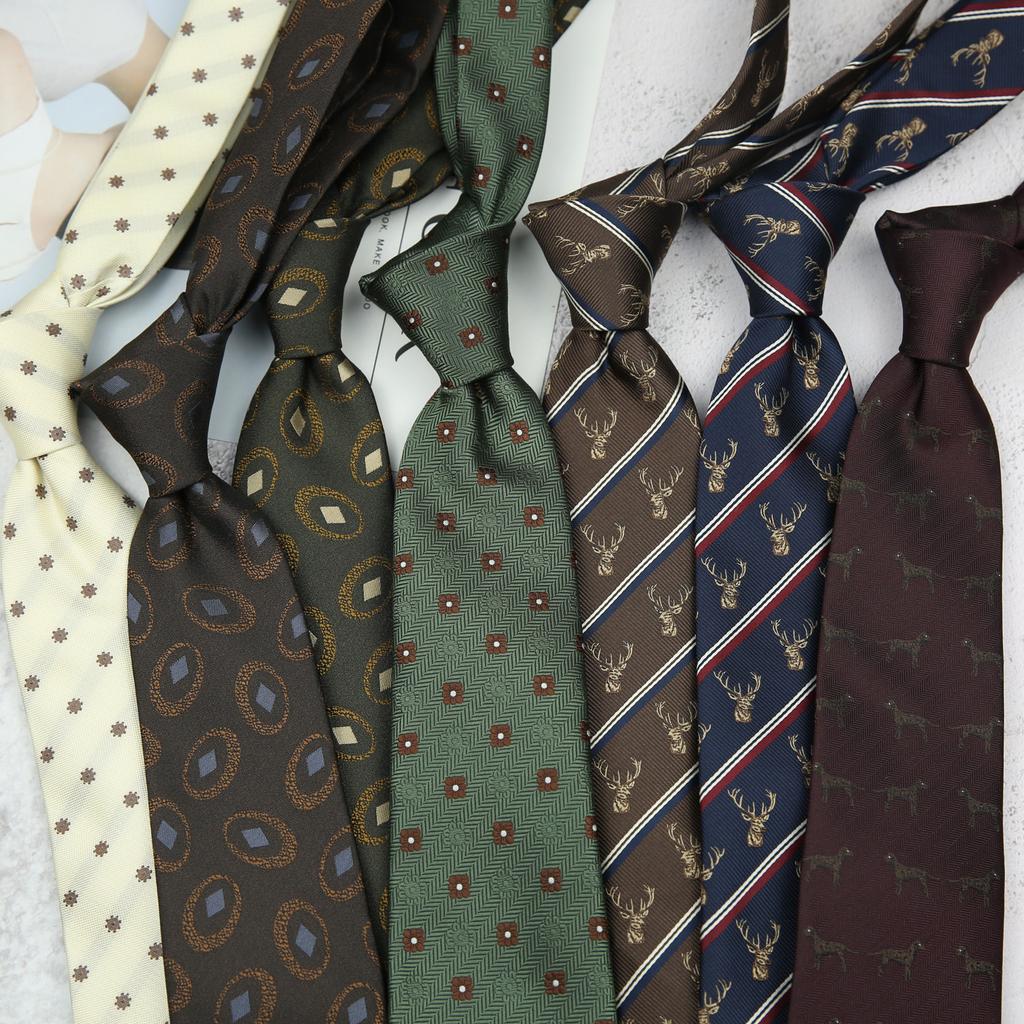 Tie Men'S Retro Coffee Milky White Wedding Stage British 8Cm Dress Professional Business Hand Stripes