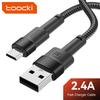 Toocki 2.4A Micro USB кабель для Samsung Redmi Быстрая зарядка PD Quick Charge Micro кабель для вентилятора наушников зарядного устройства USB Data Cord